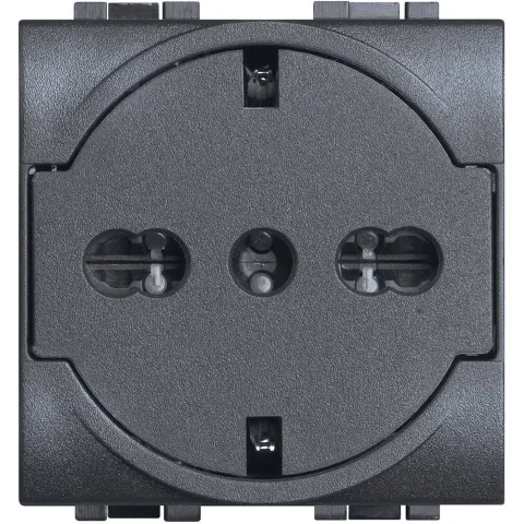 Priza 2 module 16A standard german/italian Bticino Living Light L4140/16F, antracit
