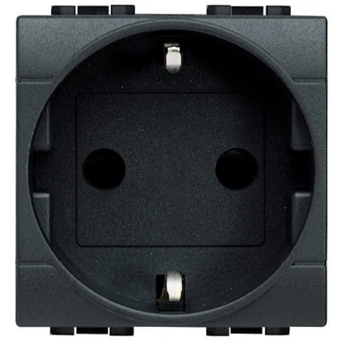 Priza schuko 2M 16A Bticino Living Light L4141, antracit