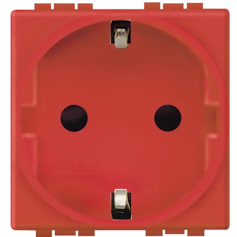Priza schuko 2 module Bticino Living Light L4141R, rosie