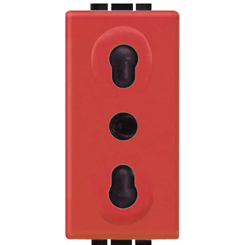 Priza 2P+T 10/16A 1 modul Bticino Living Light L4180R, rosie