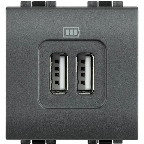 Incarcator dublu usb 5Vdc Bticino Living Light L4285C2, antracit