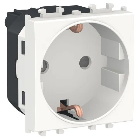Priza 2P+E 2 module cu obturatoare Schneider Easy Styl LMR5210001, alb