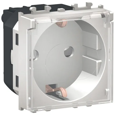 Priza 2P+E 2 module cu obturatoare + capac transparent Schneider Easy Styl LMR5310004, argintiu
