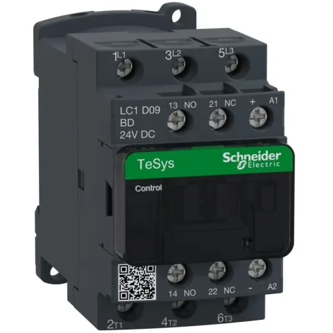 Contactor Tesys D 3P (3 NO) - AC-3 - 440V 9 A aux 1NO+1NC - bobina 24 VDC Schneider LC1D09BD