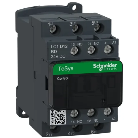 Contactor Tesys D 3P(3 NO) - AC-3 - 440 V 12 A -bobina 24V DC Schneider LC1D12BD