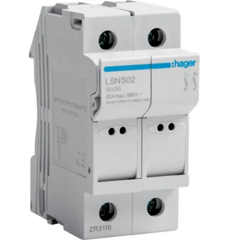 Separator cu fuzibil 2P 32A 10X38 690VAC fara led Hager LSN502