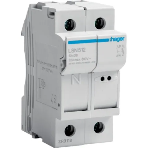 Separator port fuzibil 1P+N 32A 10x38, 690VAC Hager LSN512