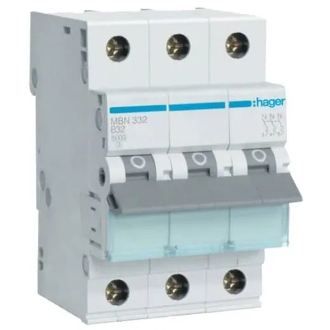 Siguranta automata 3P 32A 6kA curba B Hager MBN332