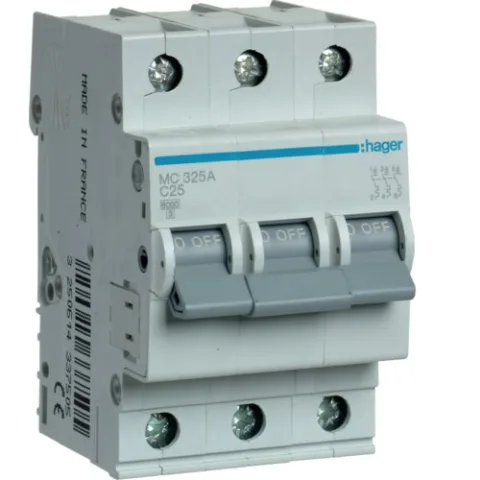 Siguranta automata 3P, 25A, 6kA, C, Hager MC325A