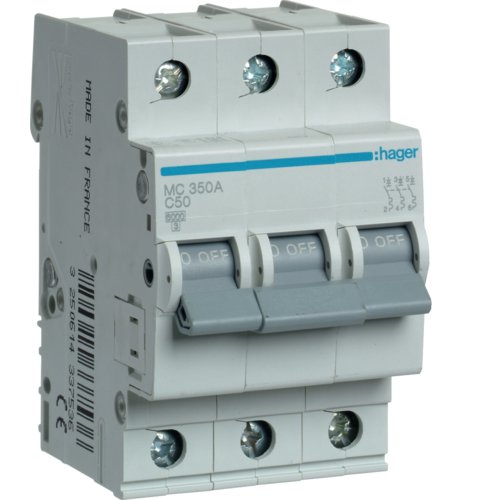Siguranta automata 3P, 50A, 6kA, C, Hager MC350A