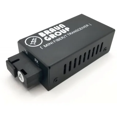 Mini Media Convertor Gigabit Braun Group MGTR-20A, port optic SM BiDi A(Tx1310/Rx1550nm), conector SC, distanta 20km
