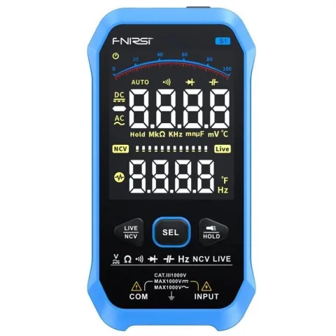Multimetru digital Smart, afisaj color, tester de tensiune, termometru, AC/DC 1000, FNIRSI S1 / MULTIM-S1-FNR 5948636045956 / 5907085527369