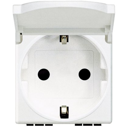 Priza cu capac 2 module Living Light Bticino N4141PW, alb