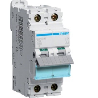 Siguranta automata Hager NCN216, 2P, 16A, 10kA, curba C