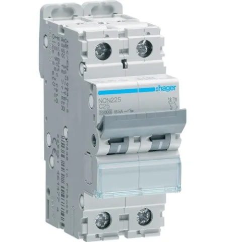 Siguranta automata Hager NCN225, 2P, 25A, 10kA, curba C