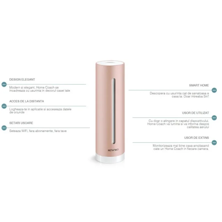 Dispozitiv smart de monitorizare a calitatii aerului Netatmo Home Coach Wireless NHC-EC