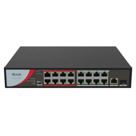 Switch PoE cu 16 porturi HikVision HiLook NS-0318P-130(B), 10/100 Mbps, fara management