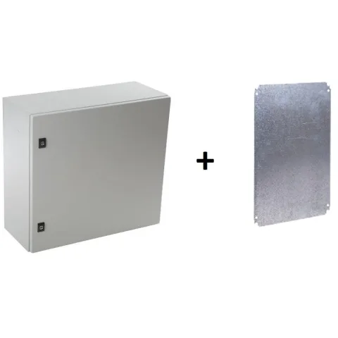 Tablou metalic 600x600x250 cu contrapanou IP66 IK10 RAL 7035 Schneider NSYCRN66250+NSYMM66