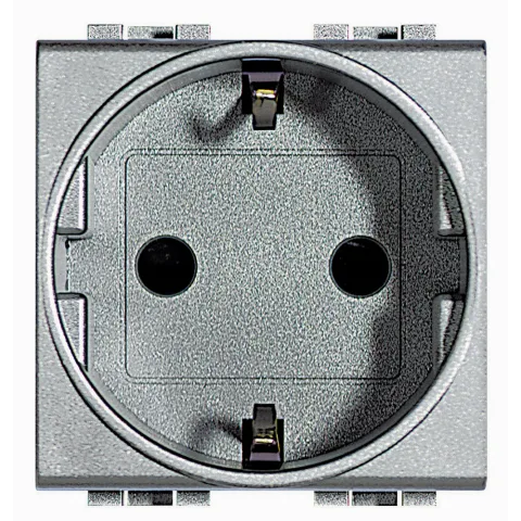 Priza 2 module 2P+T, 16A Living Light Bticino NT4141, argintiu