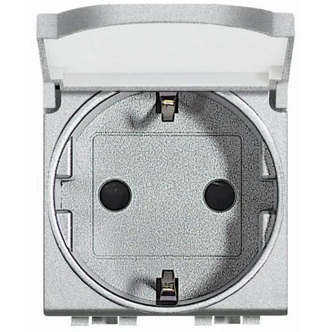 Priza 2P+T 16A cu capac Bticino Living Light NT4141PW, argintiu