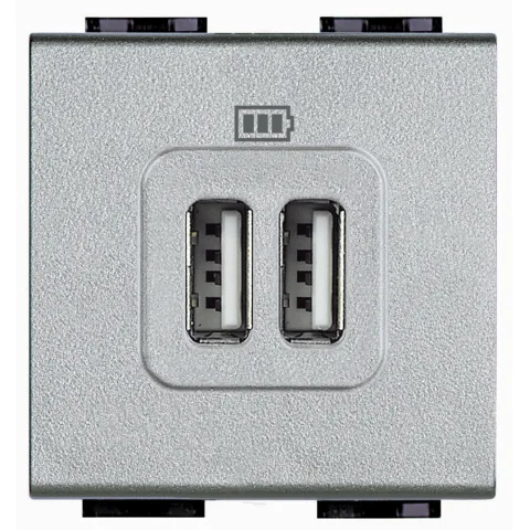 Incarcator USB 5 Vdc Bticino Living Light NT4285C2, argintiu
