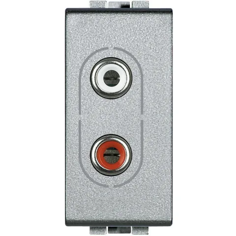 Priza audio 2xRCA 1 modul Bticino Living Light NT4281, argintiu