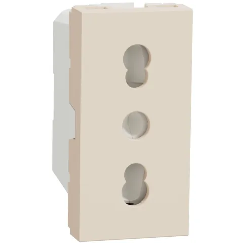 Priza standard italian 1m 16A 2P+E Schneider Noua Unica NU302344, bej