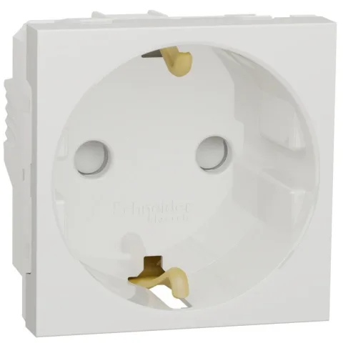 Priza 2 module cu obturator Schneider Noua Unica NU303718, alb