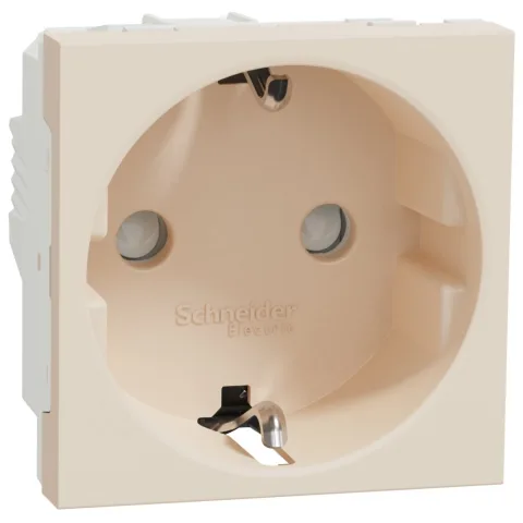 Priza 2P+E 16A cu obturatoare 2 module Schneider Noua Unica NU303744, bej