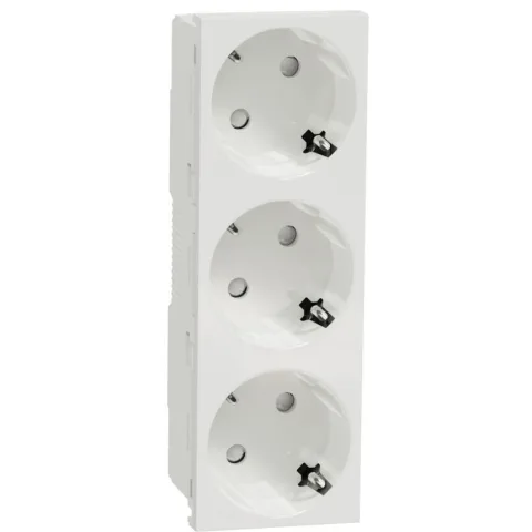 3xPriza modulara 2P+E, fara surub cu obturator Schneider Noua Unica NU307618, alb