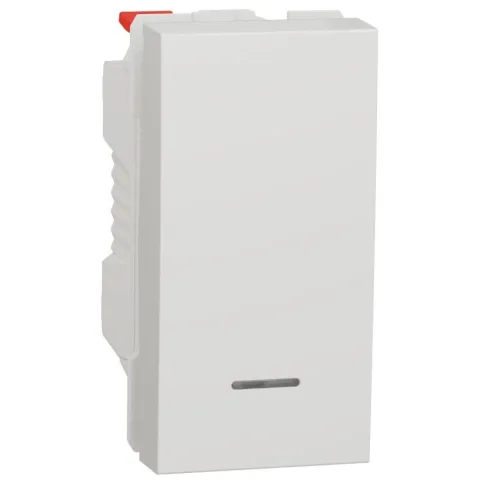 Intrerupator revenire 10A 1 modul indicator luminos Schneider Noua Unica NU310618N, alb