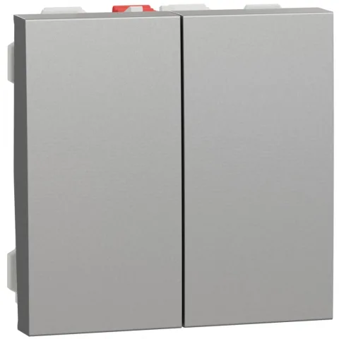 Intrerupator dublu 10A 2m Schneider Noua Unica NU321130, aluminiu
