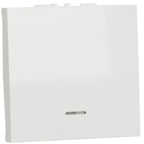 Intrerupator 16A 2 module cu indicator luminos Schneider Noua Unica NU326118N, alb