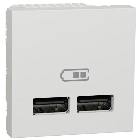 Priza dubla incarcare USB 1A 2 module Schneider Noua Unica NU341818, alb