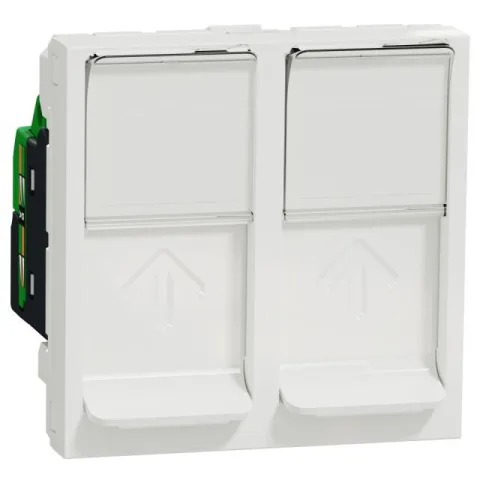 Priza dubla RJ45, CAT6 STP, 2M Schneider Noua Unica NU342618, alb