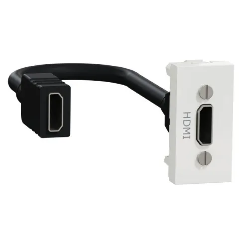 Priza HDMI precablata 1 modul Schneider Noua Unica NU343018, alb
