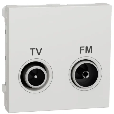 Priza TV/FM intermediara 2 module Schneider Noua Unica NU345318, alb