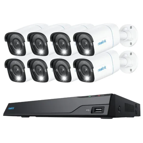 Sistem supraveghere exterior IP Reolink NVS16-8MB8, 8 camere, 4K, 2.8 mm, IR/lumina alba 30 m, spotlight, PoE, detectie persoane, 4TB HDD