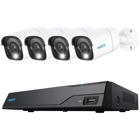 Sistem supraveghere IP exterior Reolink NVS8-8MB4, 4 camere, 4K, IR 30 m, 4 mm, microfon, HDD 2TB