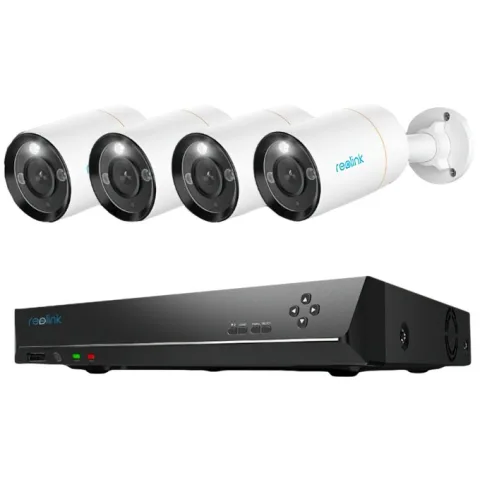 Sistem supraveghere IP exterior Reolink NVS8-12MB4, 4 camere, 12 MP, IR 30 m, 2.8 mm, microfon, HDD 2 TB
