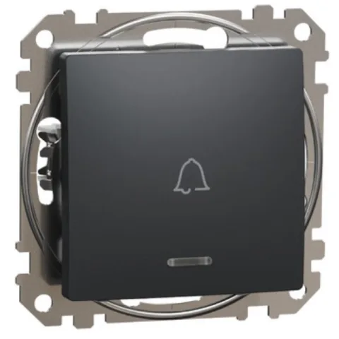 Intrerupator cu revenire Schneider Sedna Design SDD114131L cu simbol sonerie si indicator LED luminos albastru, antracit