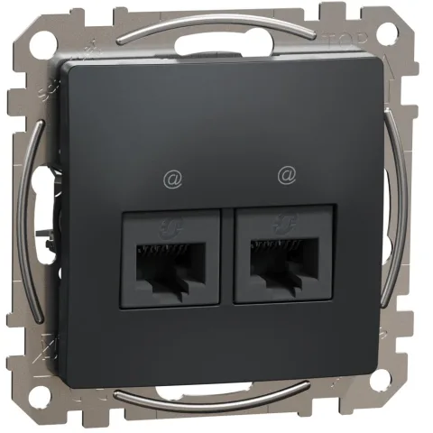 Priza dubla RJ45 Cat5E UTP, Schneider, SDD114452, Sedna Design, antracit