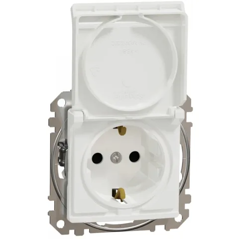 Priza 2P+E cu obturatoare si capac Schneider Sedna Design SDD111023, alb