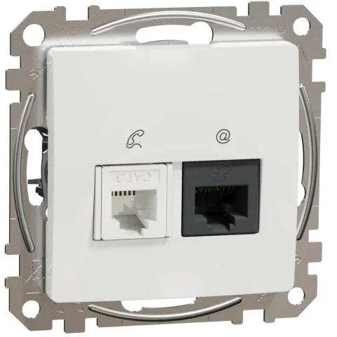 Priza RJ11-RJ45 Cat5E UTP, Schneider, SDD111458, Sedna Design, alb