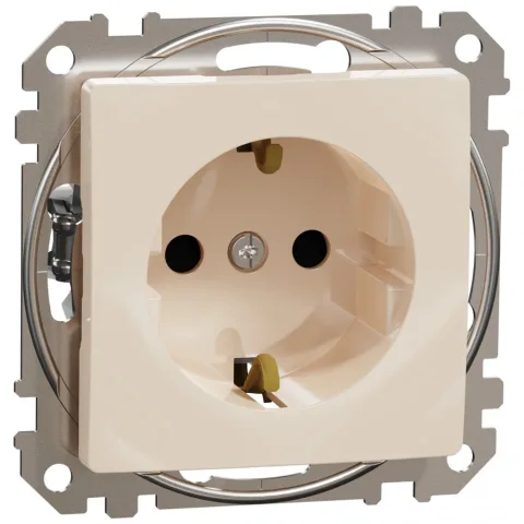 Priza cu impamantare 2P+E, cu obturatoare Schneider Sedna Design SDD112021, bej