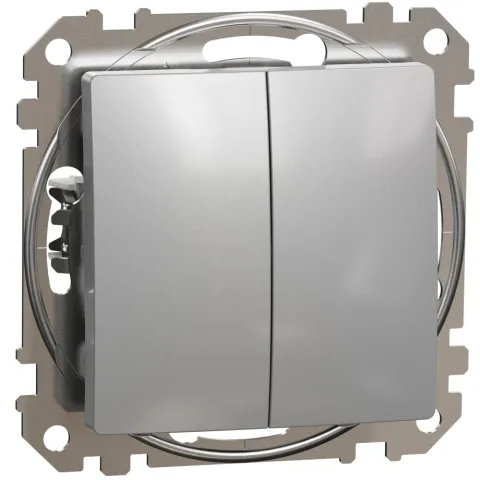 Intrerupator dublu cap scara, Schneider, SDD113108, Sedna Design, aluminiu