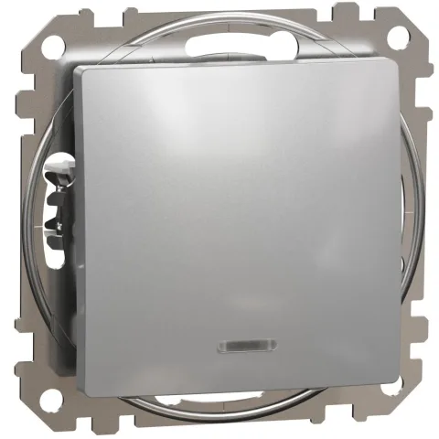 Intrerupator cap scara indicator luminos 16AX, Schneider, SDD113166L, Sedna Design, aluminiu