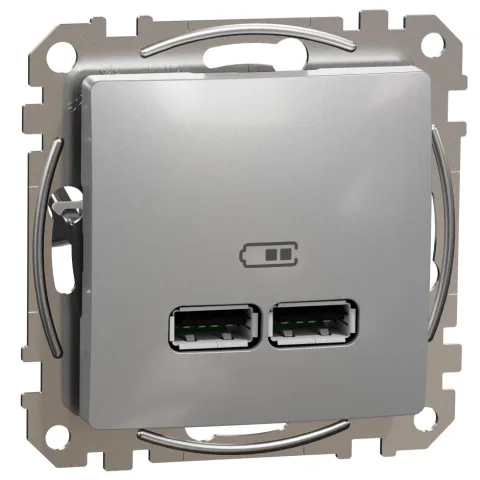 Priza incarcare USB A+A 2.1A , Schneider, SDD113401, Sedna Design, aluminiu