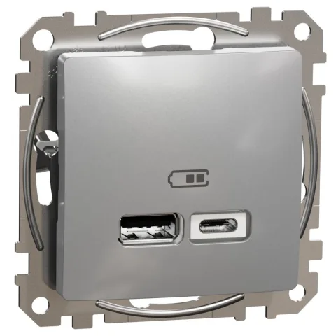 Priza incarcare USB A+C, 2.4A Schneider Sedna Design SDD113402, aluminiu