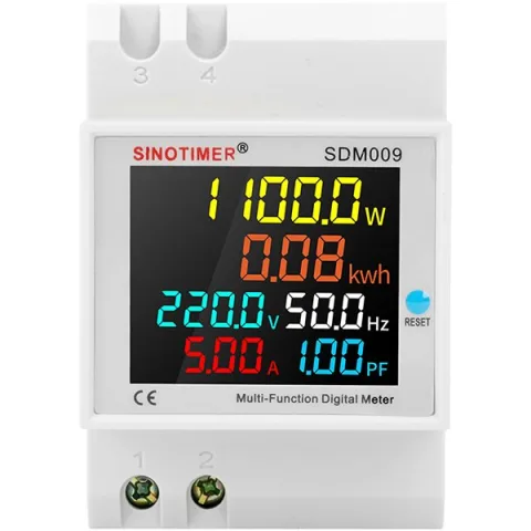 Contor monofazat de energie electrica, Sinotimer, 250-450V, 100A, display led, functie resetare, iluminat, SDM009-380